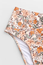 Bikini avec bralette torsadée florale et taille haute épissée