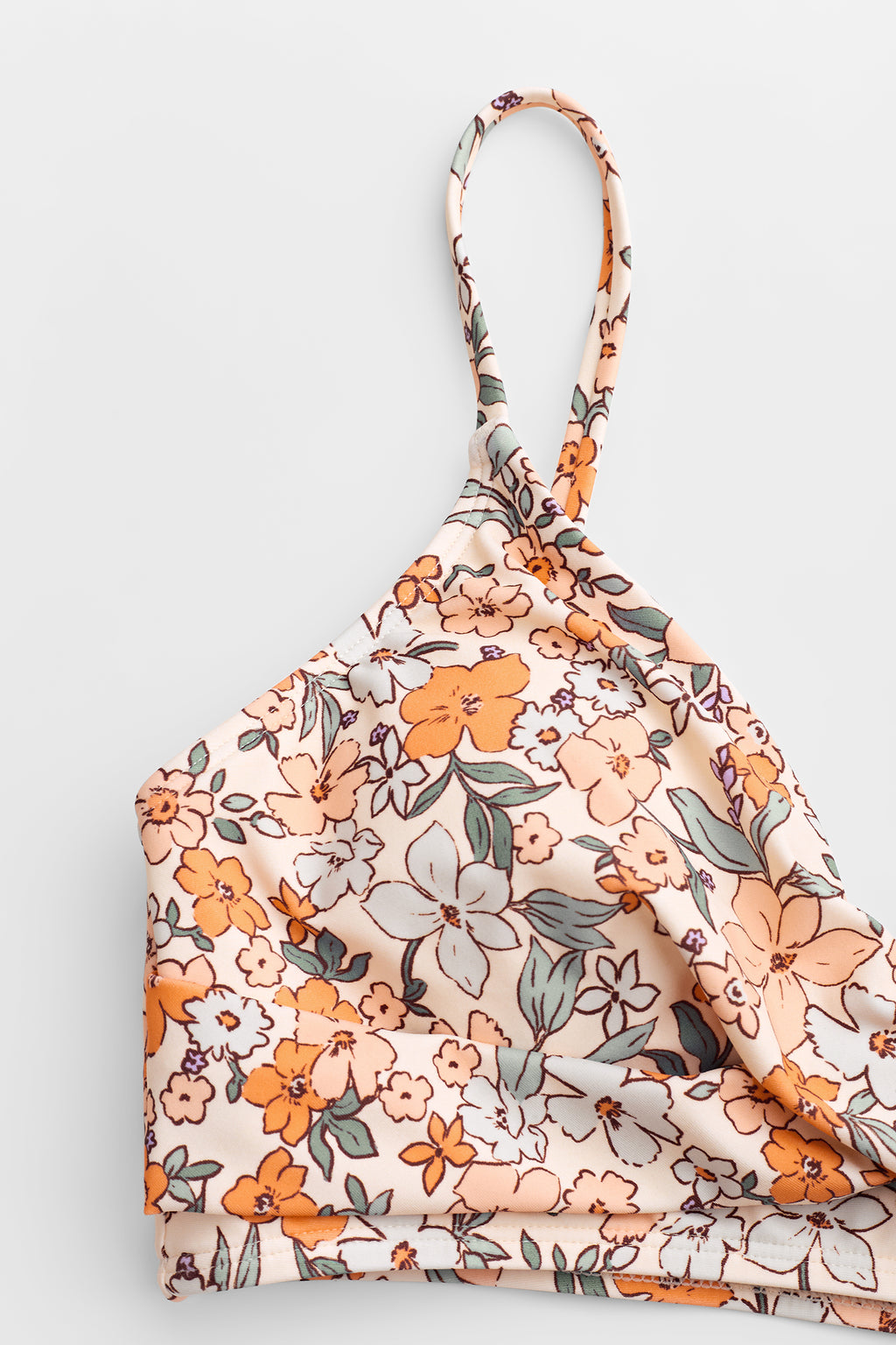 Bikini avec bralette torsadée florale et taille haute épissée