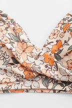 Bikini avec bralette torsadée florale et taille haute épissée
