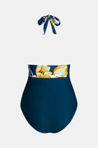 Maillot de bain une pièce à col licou ruché