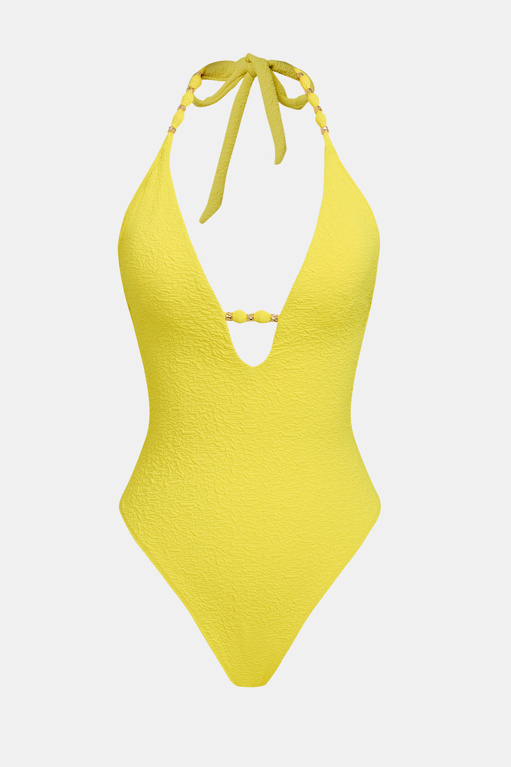 Maillot de bain une pièce jaune bas échancré