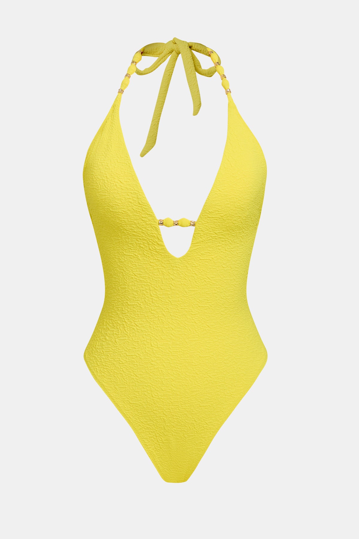 Maillot de bain une pièce jaune bas échancré