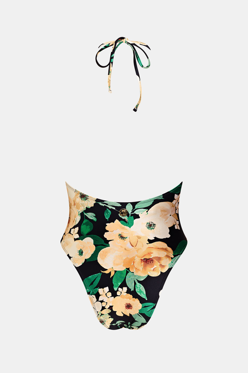 Maillot de bain une pièce floral à col plongeant et jambe extra haute