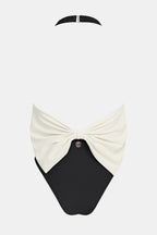 Maillot de bain une pièce colorblock jambe extra haute