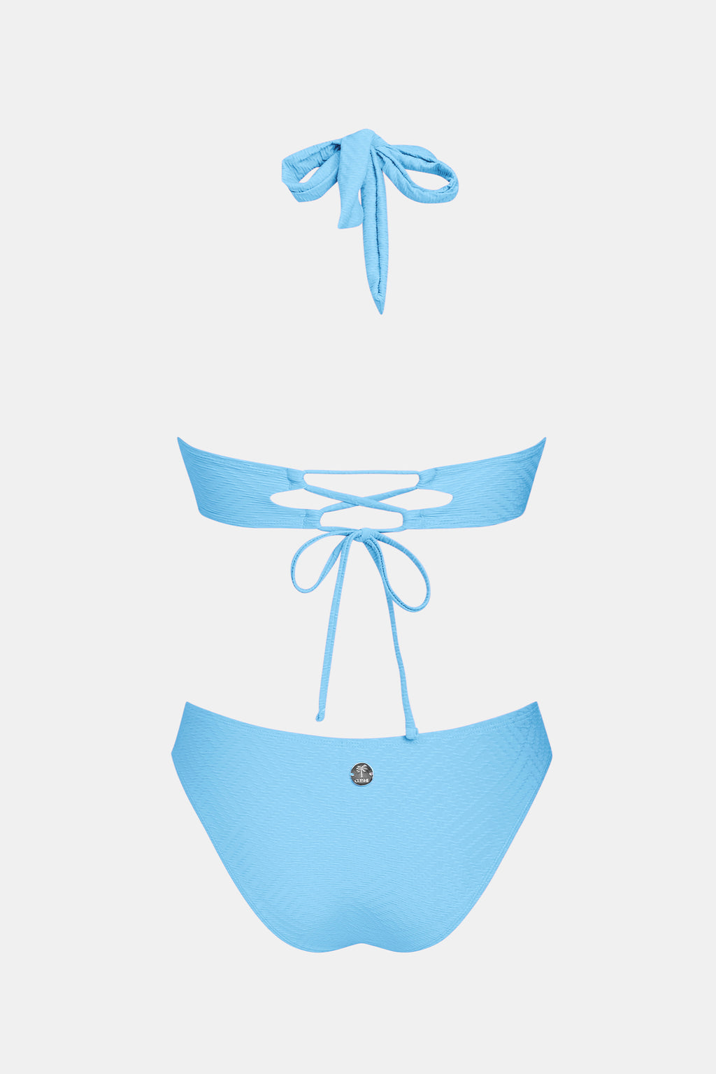 Maillot de bain une pièce bleu à laçage au dos