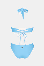 Maillot de bain une pièce bleu à laçage au dos