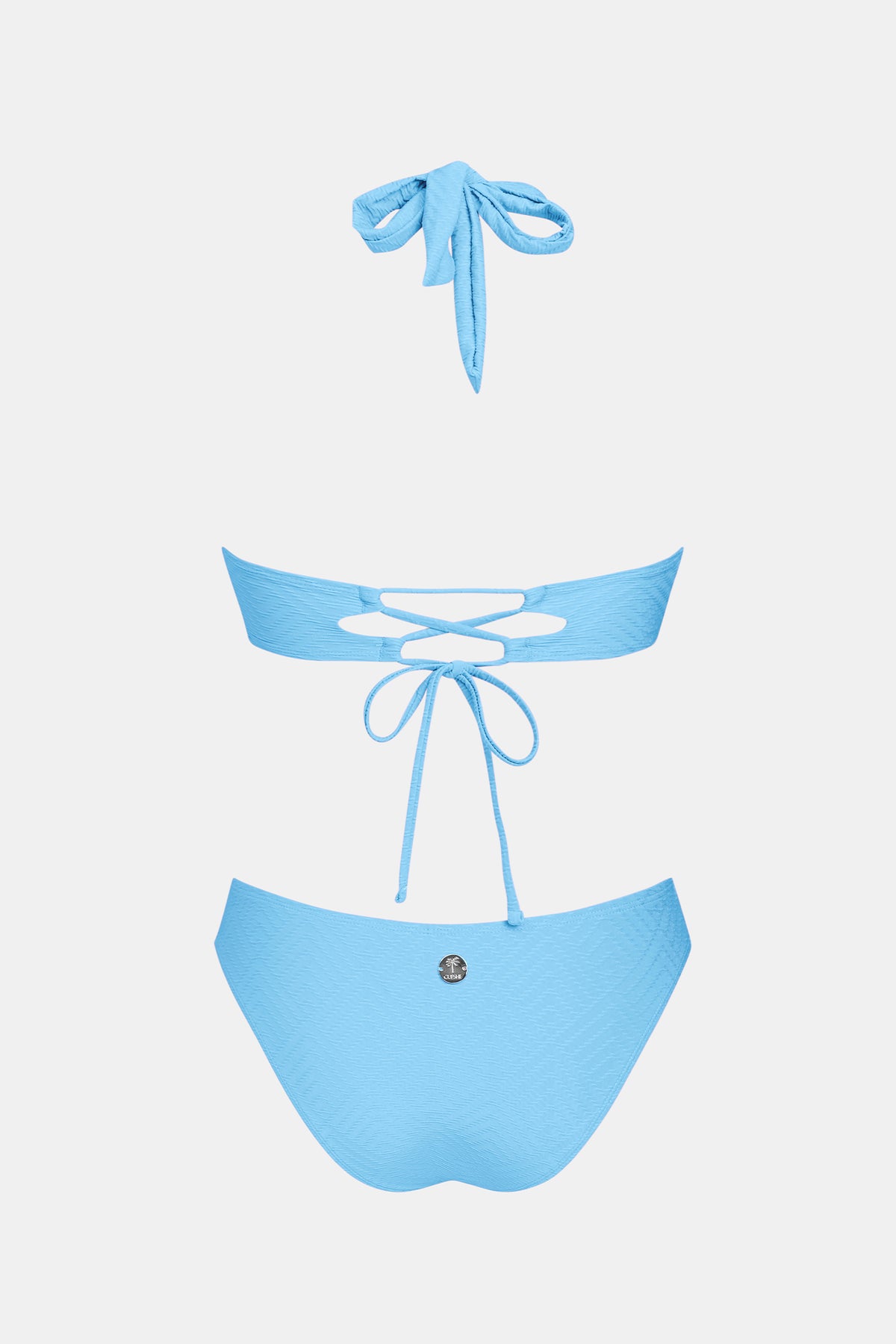 Maillot de bain une pièce bleu à laçage au dos