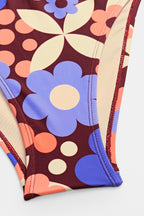 Maillot de bain une pièce floral à col carré et découpe