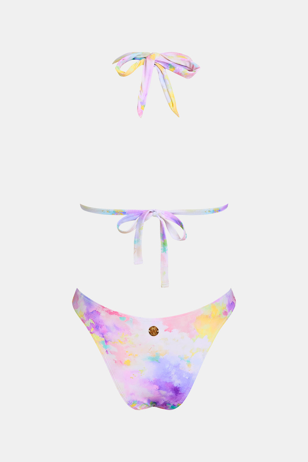 Bikini aquarelle à top triangle et jambe extra haute