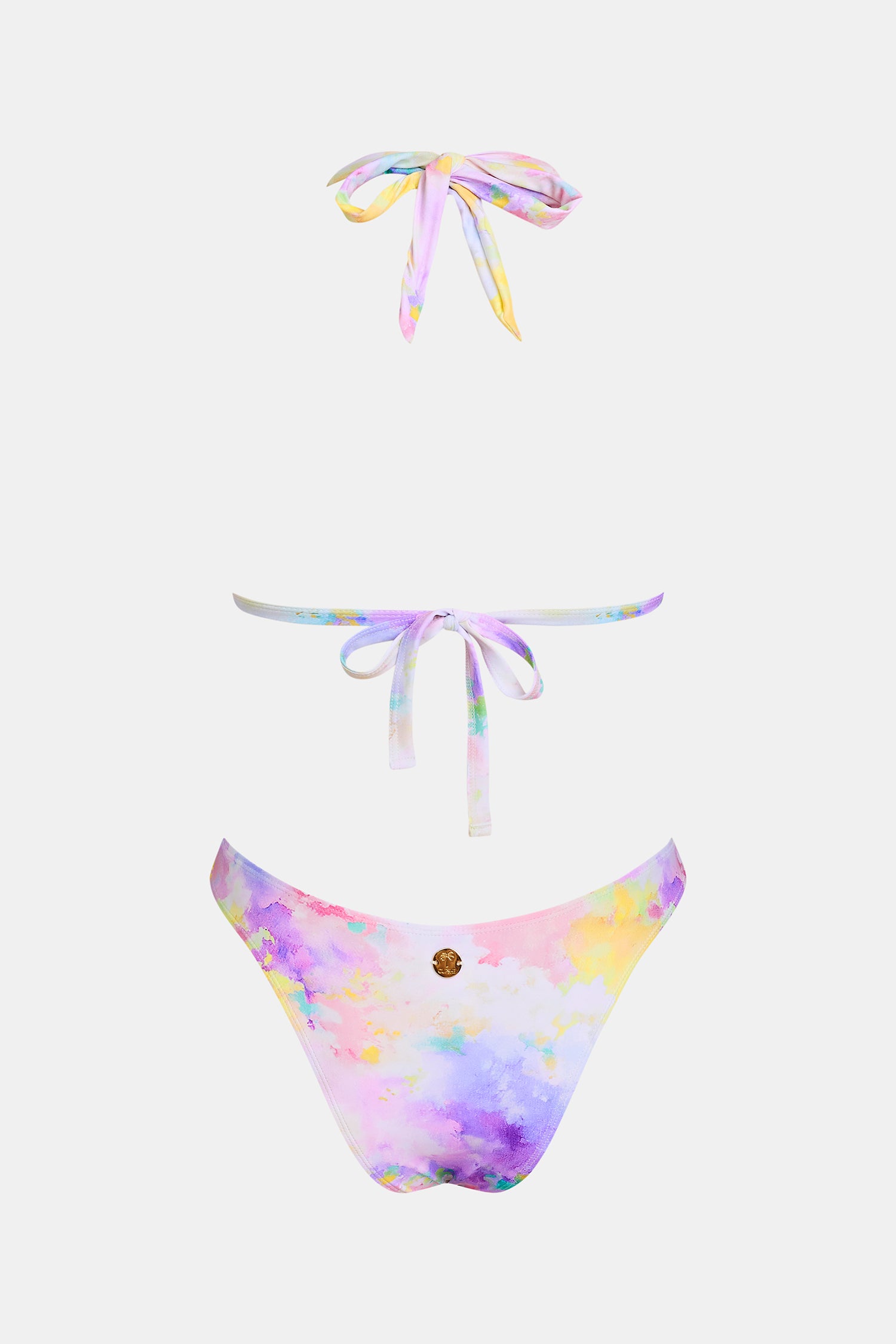 Bikini aquarelle à top triangle et jambe extra haute