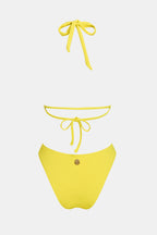 Maillot de bain une pièce jaune bas échancré