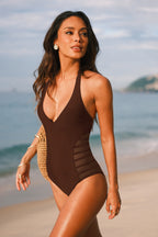 Maillot de bain une pièce marron multifacette