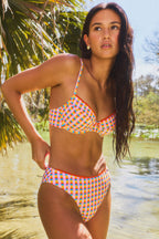 Bikini à carreaux bretelles ajustables