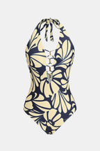 Maillot de bain une pièce bleu imprimé bas couverture classique