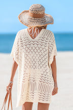 Robe cover up courte beige ourlet fendu