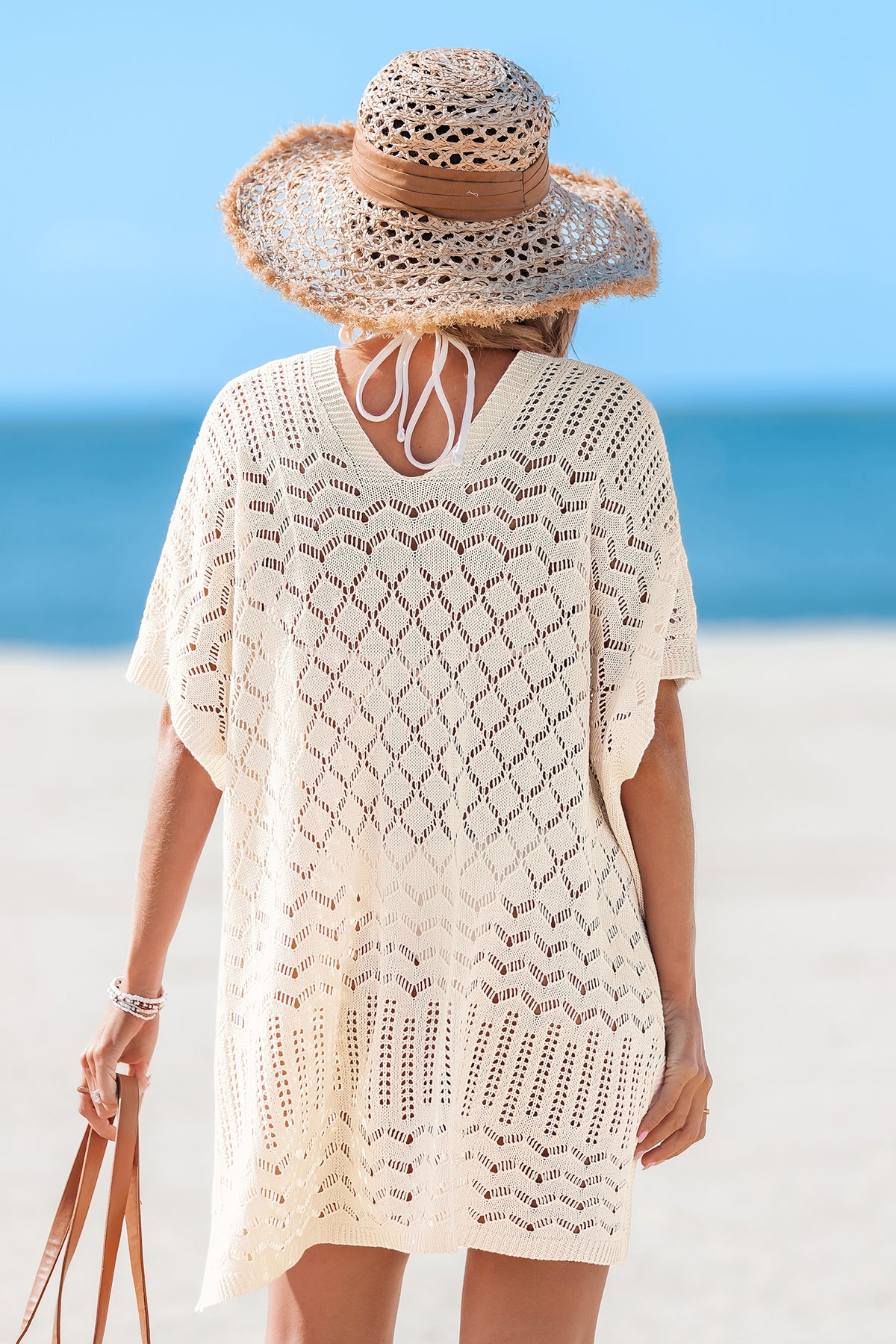 Robe cover up courte beige ourlet fendu